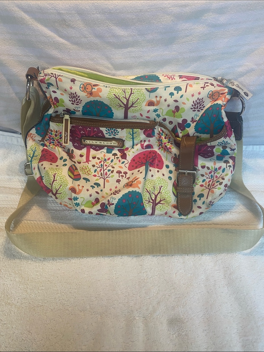 Lily Bloom Multicolor Woodland Print Crossbody Bag